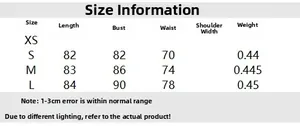 Size chart table for women bow back dress showing length, bust, and waist in centimeters