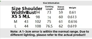 Tableau des tailles détaillé pour blazer en daim incluant épaules, poitrine et longueur
