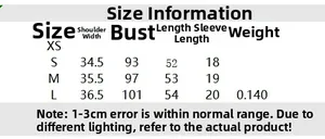Size chart table with measurements for the women polo neck short sleeve knit sweater