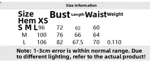 Size chart showing bust, waist, hem and length measurements for women asymmetric top