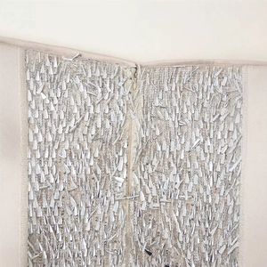 Elegant champagne pencil skirt featuring heavy silver sequins and a concealed zipper