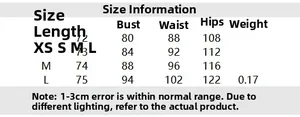 Size chart showing XS to L measurements for sequined dress length bust waist and hips