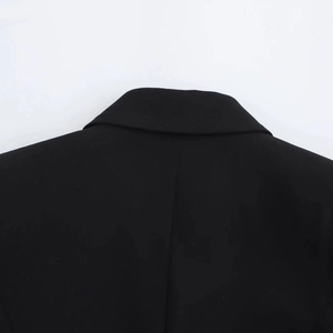 Women's 2024 autumn black short blazer dress featuring refined lapels and belt decoration