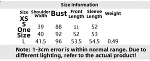 Size chart for women's knit sweater with measurements for shoulder, chest, and length
