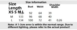 Detailed size guide table for women's V-neck printed maxi dress including S to L measurements