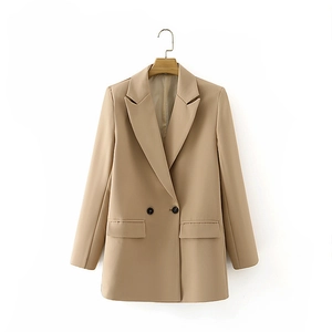 Damen Blazer in Khaki mit Doppelreiher-Knopfleiste und steigendem Revers für das Büro