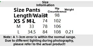 Tabella taglie dettagliata per pantaloncini a gonna pieghettata donna da XS a L