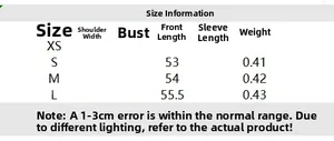 Size chart with length and weight for women's knit poncho jacket in sizes XS to L