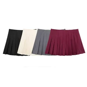Gonna a Pieghe da Donna a Vita Alta Mini Con Pantaloncini Integrati Stile Collegiale Gonna da Tennis Streetwear Tinta Unita Gonna Corta Casual