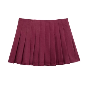 Gonna a pieghe da tennis a vita alta da donna in rosso bordeaux silhouette a trapezio