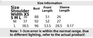 Detailed size chart for women's short sleeve knit polo shirt with measurement data