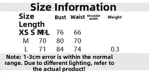 Detailed size information chart for embroidery lace halter dress including XS to L measurements