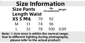 Size chart showing waist and hip measurements for low waist lace shorts and mini skirts