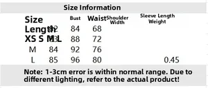 Size chart for women's bow dress showing length, bust, waist measurements for XS to L
