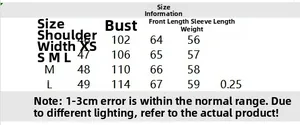 Detailed size chart for satin shirt with measurements for XS, S, M and L sizes