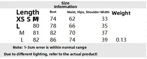 Detaillierte Größentabelle für das figurbetonte Damenkleid mit Maßen von Größe XS bis L
