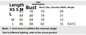 Detailed size chart for slim fit casual crew neck dress showing measurements from XS to L