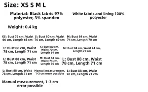Detailed size chart and fabric composition for this stylish strapless dress in XS to L