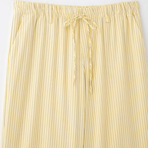 Pantalon de printemps à rayures avec taille élastique à cordon et poches latérales