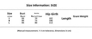 Detailed size guide table for the floral green puff sleeve dress featuring S, M, L dimensions