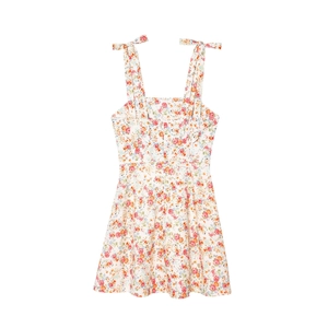 Sommerliches Mini-Blumenkleid mit Schulterschleifen und eleganter A-Linien-Silhouette