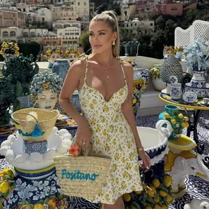 Women Sexy Floral Cami Mini Dress Sweetheart Neck Adjustable Tie Straps French Style Vacation Summer Poplin Flower Dress