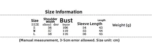 Size chart for tie-up vacation shirt detailing bust and length measurements in centimeters