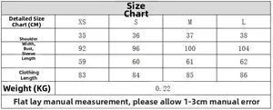 Detailed size guide table for long sleeve floral embroidered dress from sizes XS to L