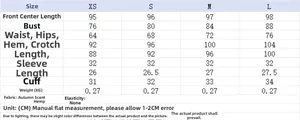 Detailed size chart for women's summer casual set showing bust and waist measurements