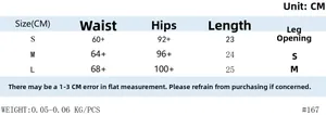 Detailed size chart for women high waist plaid shorts showing waist and hip measurements