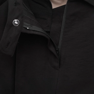 Pantaloni estivi neri a gamba larga con cerniera di qualità e trama tessuta ad alta densità