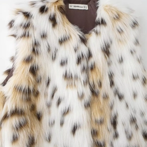 Γυναικείο γιλέκο από τεχνητή γούνα με animal print και μαλακή επένδυση για το φθινόπωρο