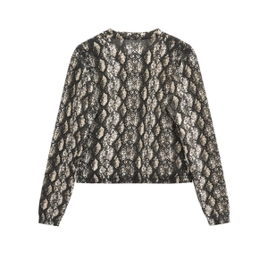 Cardigan in maglia da donna con stampa animalier pitonata e maniche lunghe