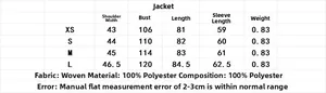Detailed size guide and measurements chart for animal print faux fur winter coat