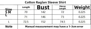 Size chart for Ankara Red raglan sleeve poplin shirt showing S, M, L measurements