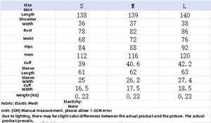 Detailed size guide for women mesh print dress including length and bust measurements