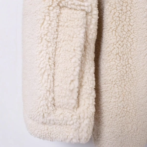 Fleece oversized lapel jacket in creamy white featuring premium sherpa wool texture details