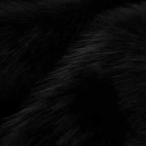 Chic black faux fur coat with a lapel collar and long sleeves for autumn and winter