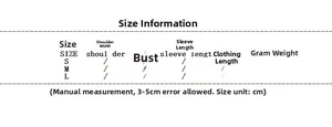 Detailed size chart for women V-neck vest including bust and length in cm for S M L