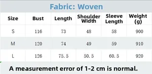 Detailed size chart for women's faux fur coat including bust, length, and sleeve measurements