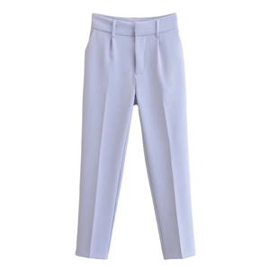 Women's lavender high-waisted straight-leg dress pants for casual and business wear