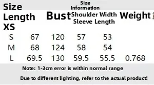 Tableau des tailles détaillé pour veste en fourrure tendance avec mesures de buste et long