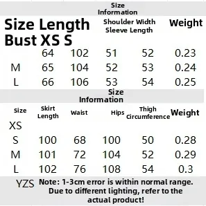 Detailed size guide table for women cotton linen shirt and trousers set with measurements