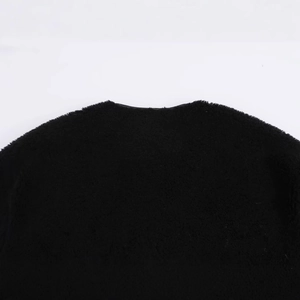 Veste chic en polaire noire pour femme 2024 avec détail du col en peau d'agneau