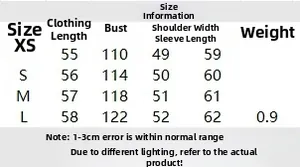 Detailed size chart for faux fur coat showing bust, length, and sleeve measurements
