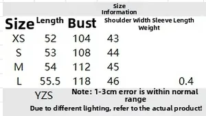 Size chart table for women's padded vest with length chest and shoulder dimensions