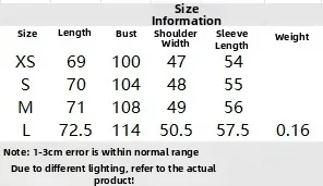 Tableau des tailles pour chemise en satin incluant longueur, buste, épaules et manches