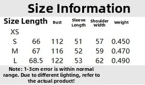 Size chart for leopard print jacket with chest, sleeve, and shoulder measurements