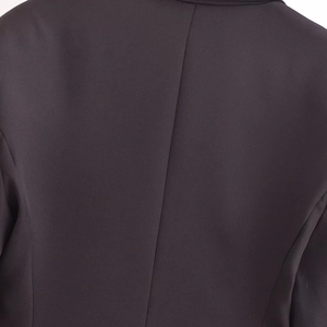 Back view of slim fit women's street fashion blazer featuring neat center seam stitching