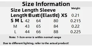 Detailed size chart for French retro puff sleeve top with length and bust measurements